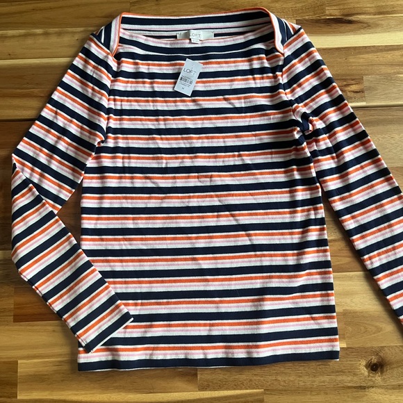 Loft Striped Ribbed Boatneck Tee - Women's Size Medium - New with tags! - Picture 2 of 6